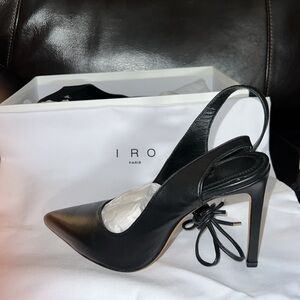 IRO Paris black leather sandals with ankle strap New with Box Originally $465